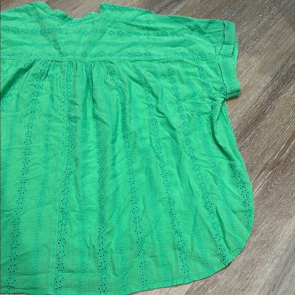 Lane Bryant Size 28 Green Boxy Blouse with Cuffed Sleeves - Picture 11 of 14